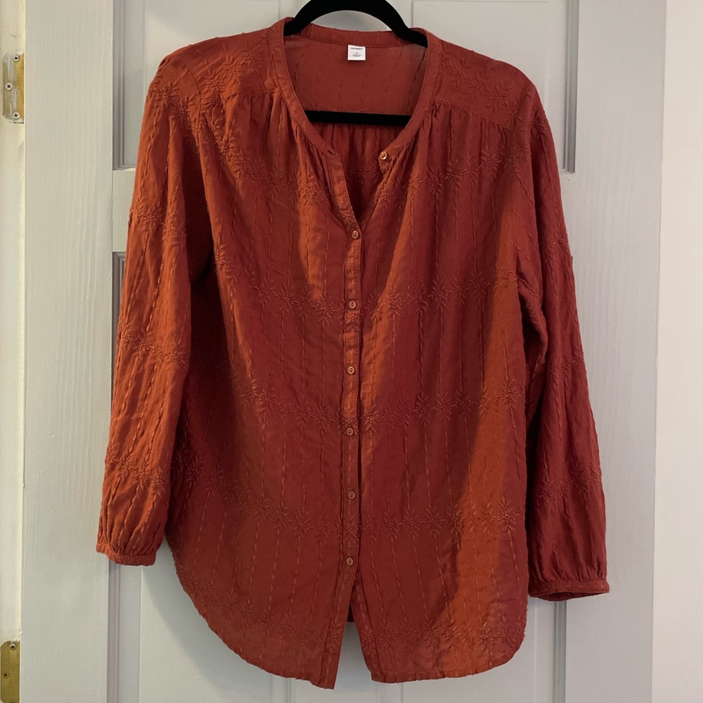 Euc Old Navy Rust Colored Button Up Embroidered B… - image 1